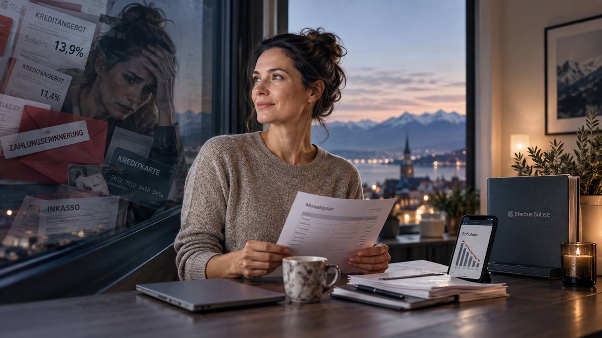 Efectus Suisse seriös oder unseriös? Frau mit Monatsplan statt neuer Kreditangebote